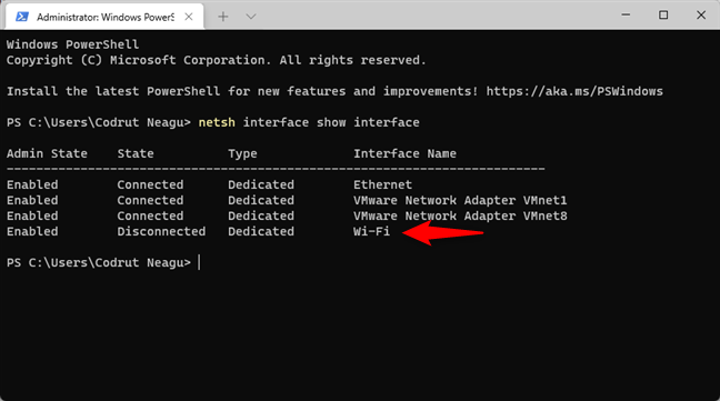 Identifying the Wi-Fi network adapter