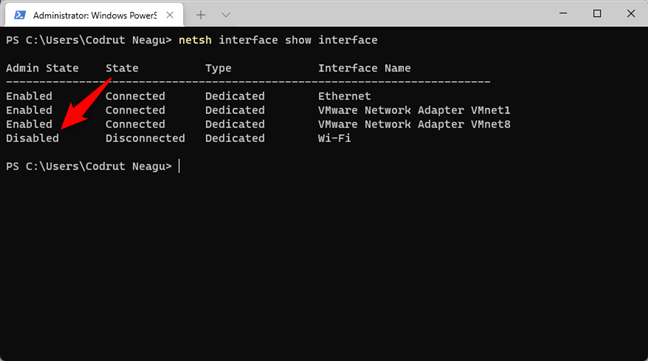 Checking the state of the Wi-Fi adapter