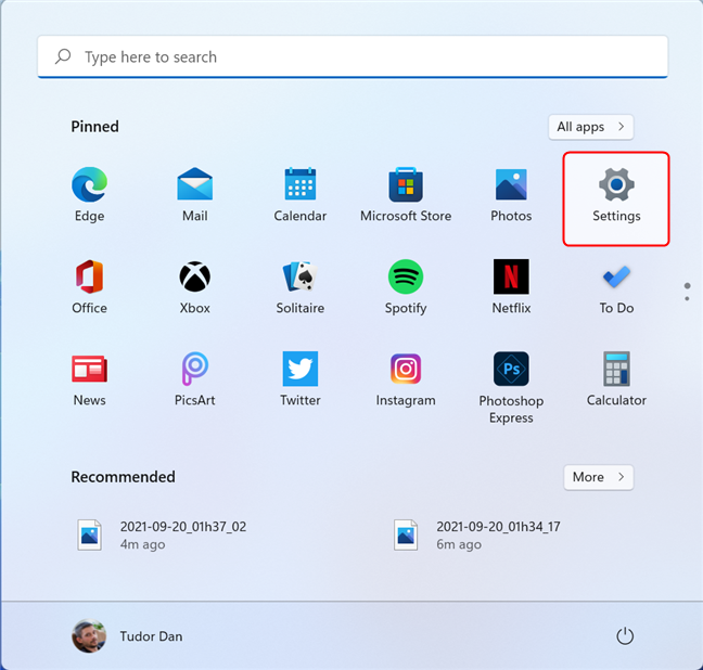 Open the Settings app in Windows 11