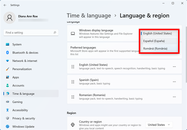 Change the Windows 11 display language when you have the language pack