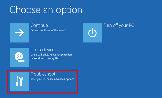 Choose Troubleshoot