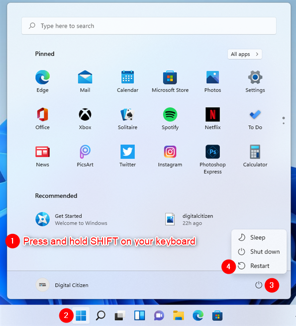 How to start Windows 11 in Safe Mode from the Start Menu