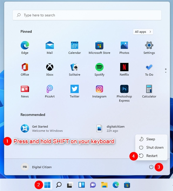 How to start Windows 11 in Safe Mode from the Start Menu