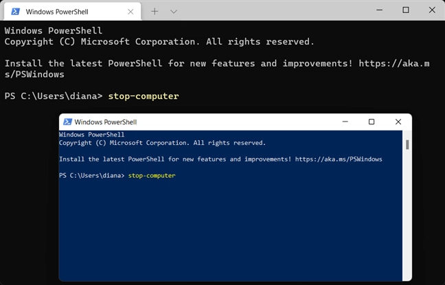 Use the Windows 11 shutdown command for PowerShell and Windows Terminal