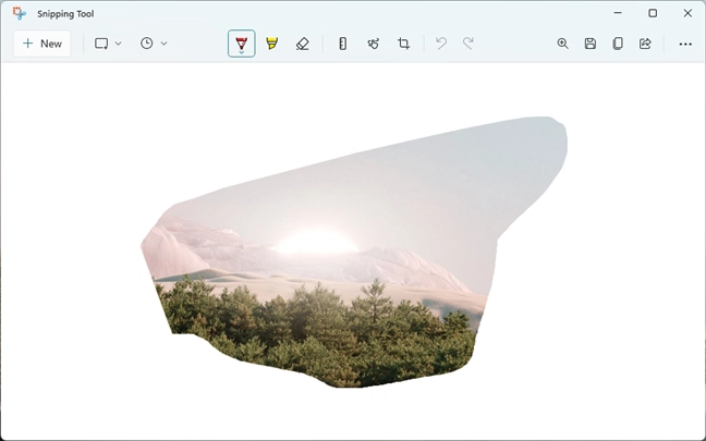 Editing a screenshot taken with the Snipping Tool