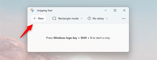 The New button from Snipping Tool