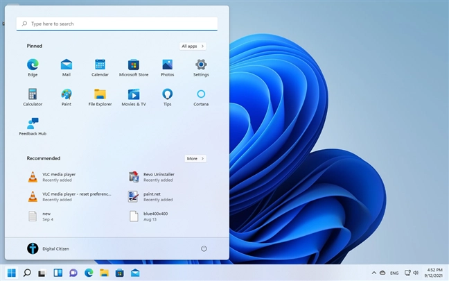 The Start Menu can be shown on the left side too