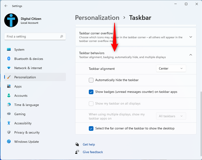 Expand Taskbar behaviors