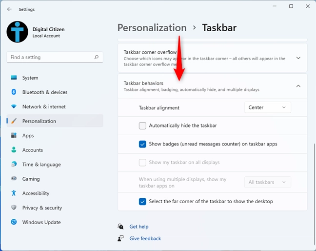 Expand Taskbar behaviors