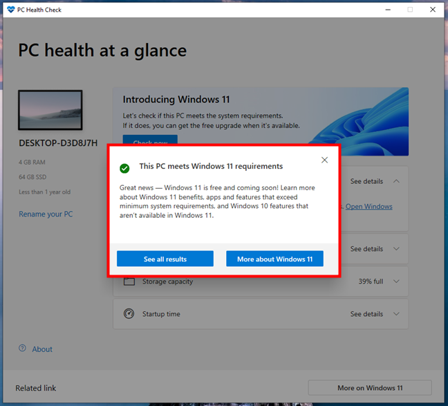 This PC meets Windows 11 requirements