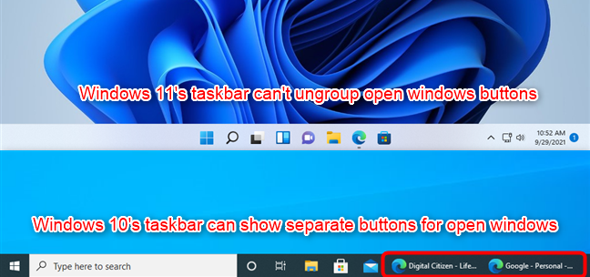 Windows 11’s taskbar doesn’t let you ungroup window buttons