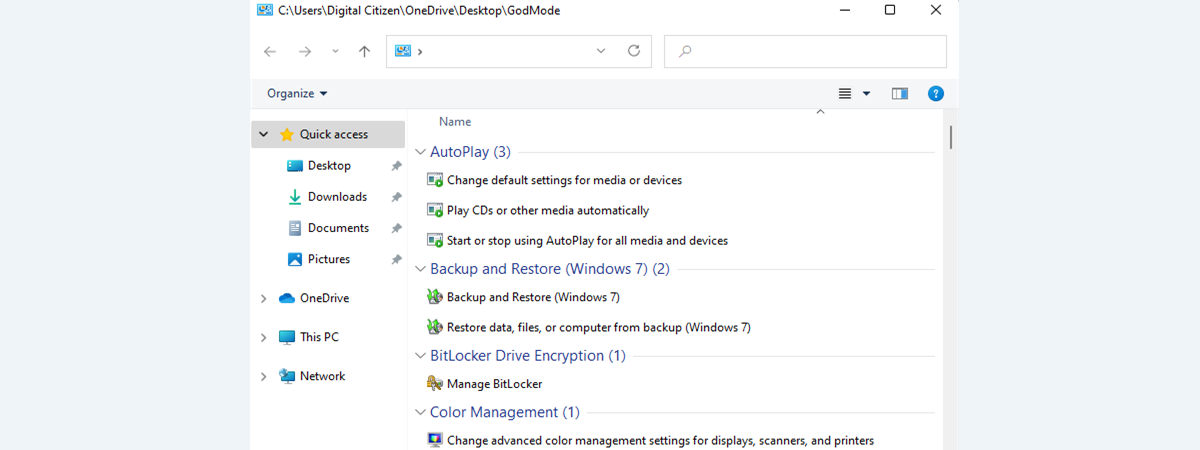 God Mode in Windows 11 vs. Windows 10 vs. Windows 7