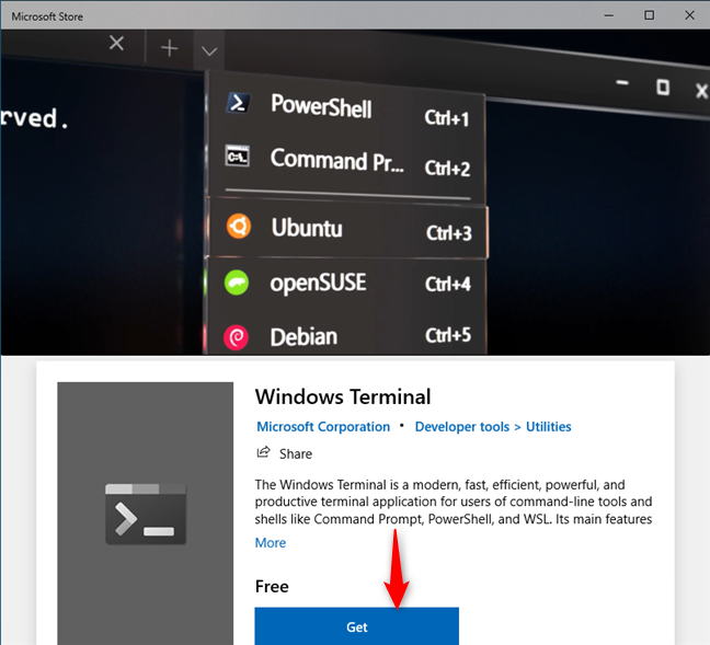 Windows Terminal in the Microsoft Store