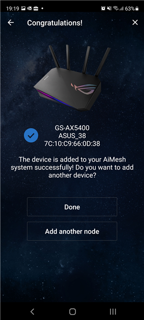 The ASUS router has been added to AiMesh