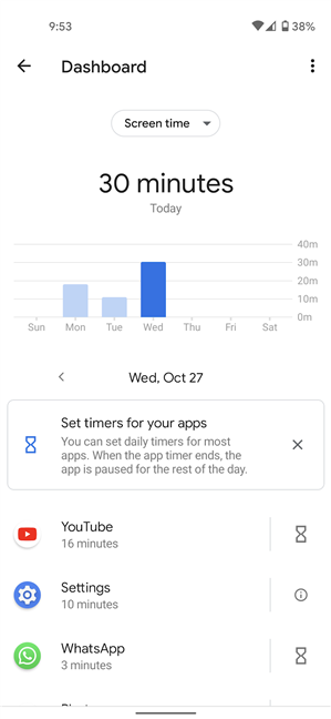 Compare your daily Android screen time
