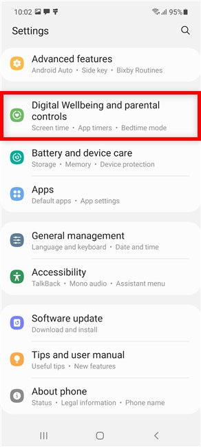 Access Digital Wellbeing on a Samsung device