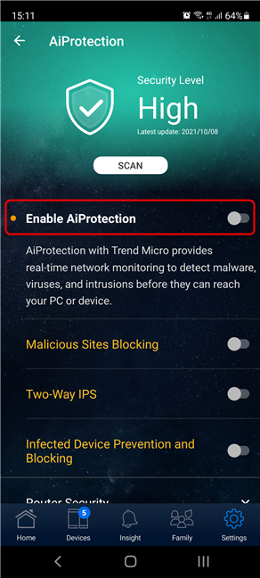 Tap Enable AiProtection