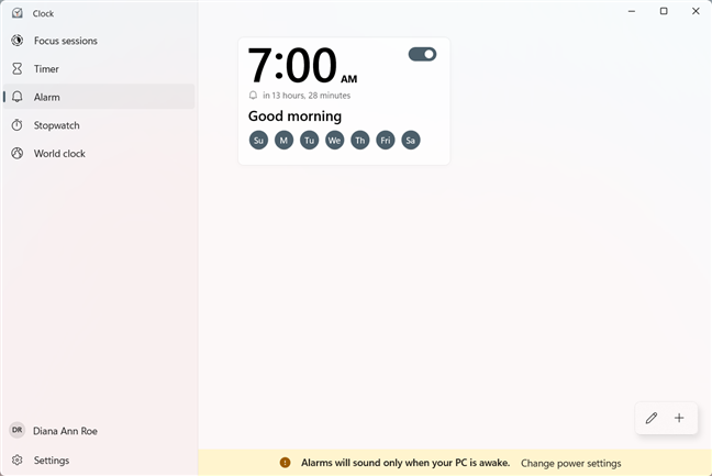 Set an Alarm in the Clock app for Windows 10 and Windows 11