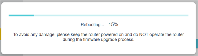 The progress of the firmware update