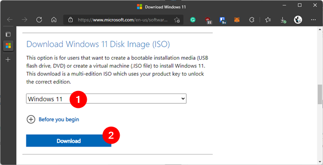 Download a Windows 11 ISO image file