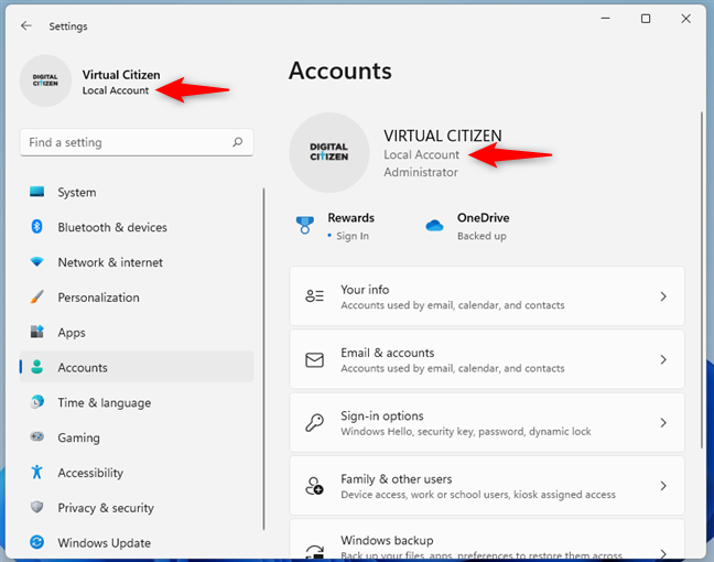 You've switched to a Windows 11 local account from a Microsoft one