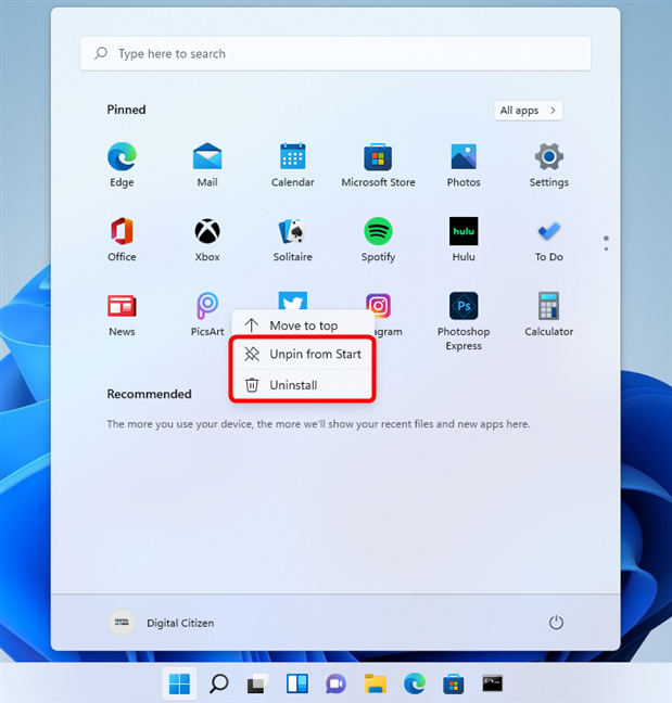 Remove advertised apps from Windows 11