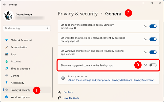 Remove ads from Windows 11's Settings