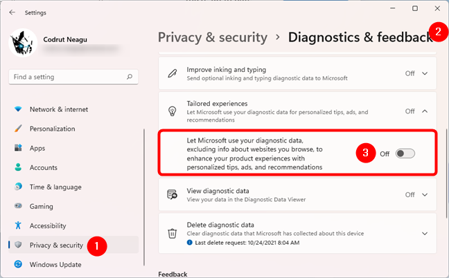 Block Microsoft from using your diagnostic data for advertising