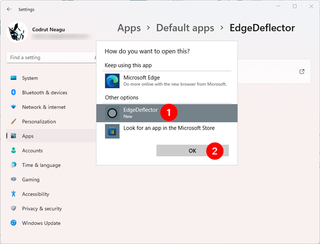 Setting EdgeDeflector as default