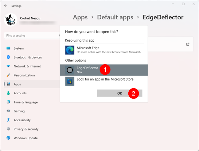 Configurando EdgeDeflector como padrão