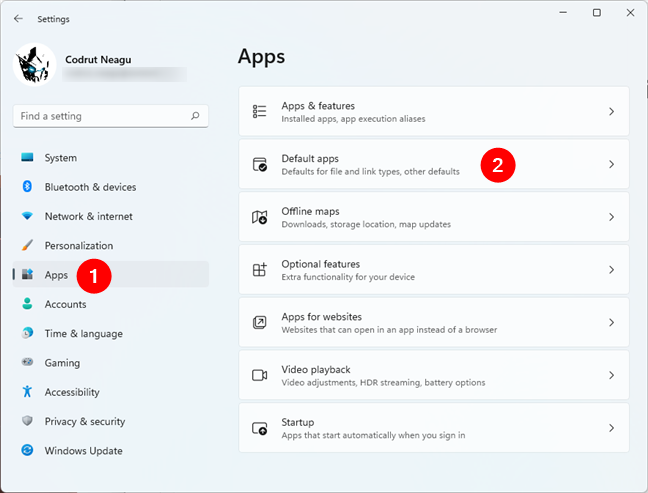 Abrindo aplicativos padrão nas configurações do Windows 11