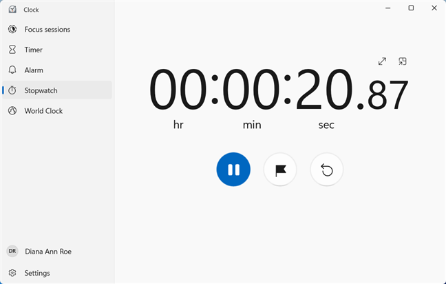 Use the Stopwatch in the Windows 11 Clock app