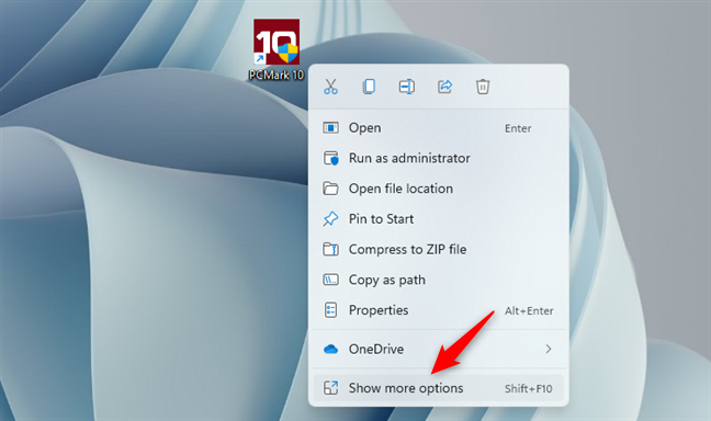 Right-click menu in Windows 11