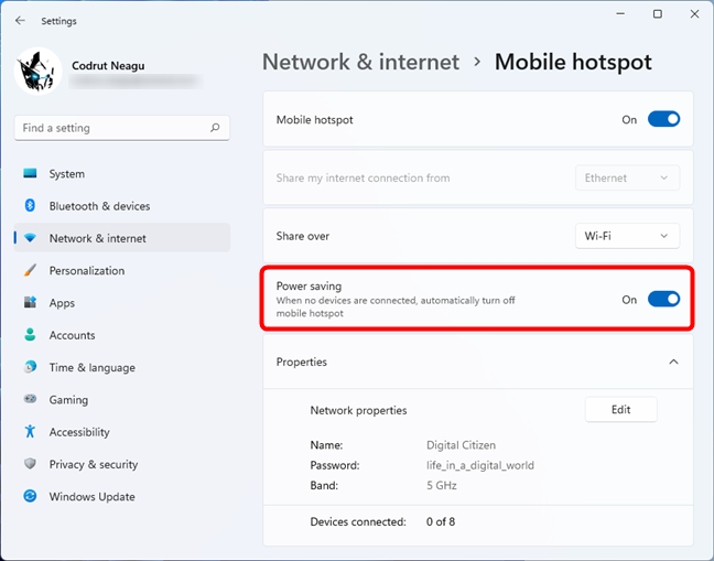 When no devices are connected, automatically turn off the mobile hotspot