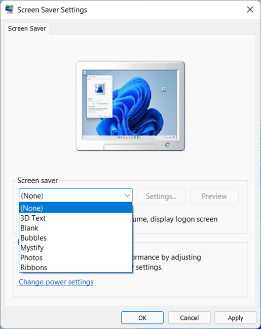 Choose a screensaver for Windows 11