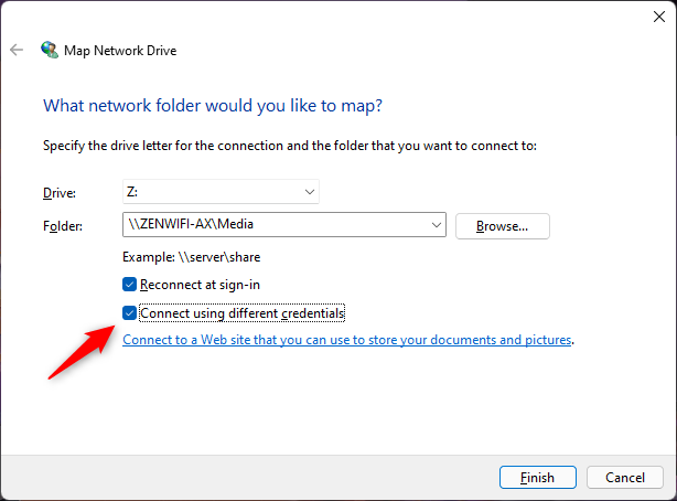 Connect using different credentials