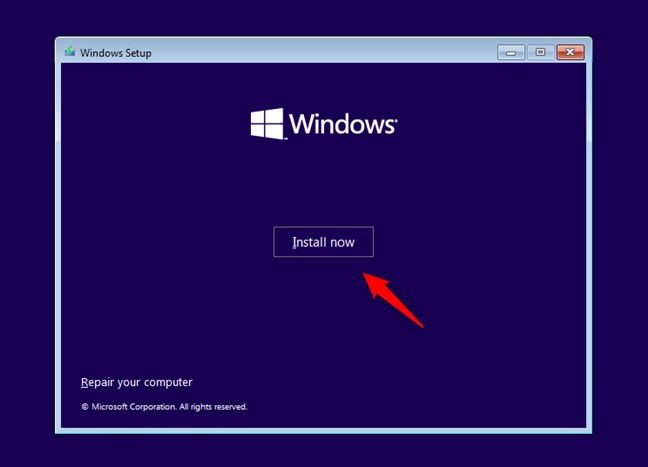 Install Windows 11 normally