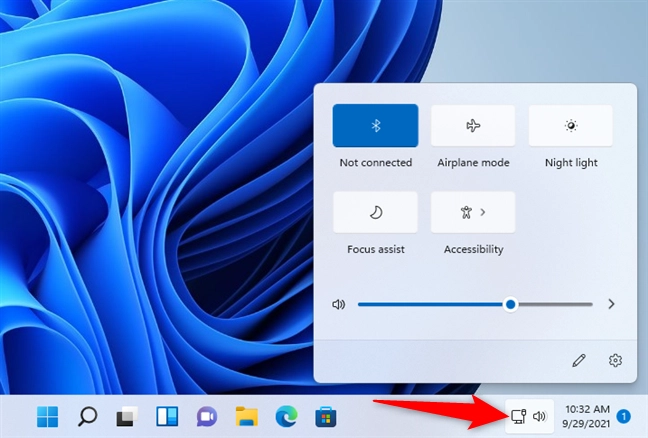 The Quick Settings button looks different on a desktop computer