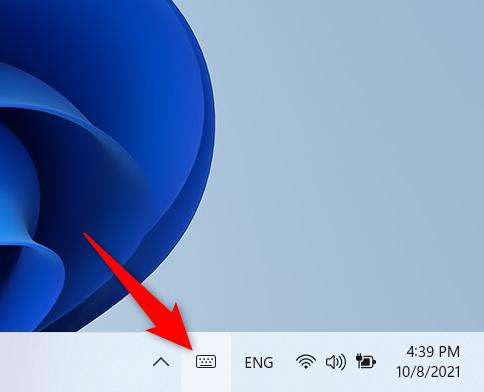 The Touch Keyboard icon in the system tray