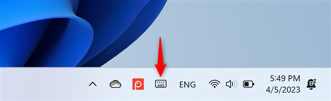 The touch keyboard icon in the system tray