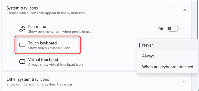 Disabling the Touch keyboard icon from the taskbar