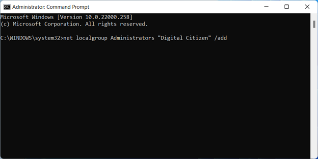How to change a Standard account to Administrator with cmd