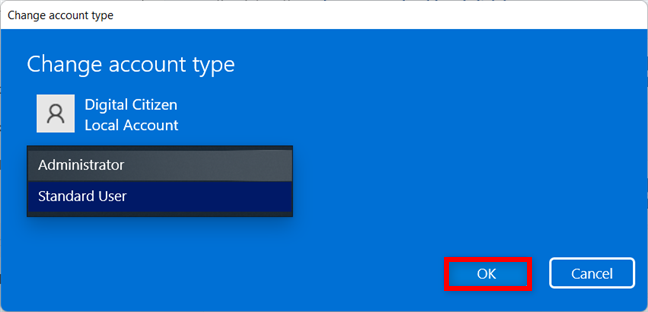 How to change the Administrator in Windows 11 from Settings