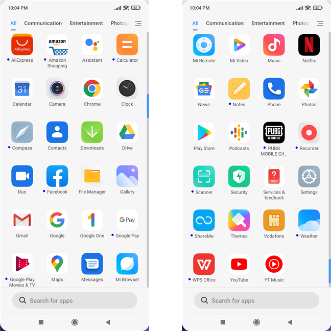 Installed apps on the Xiaomi 11T