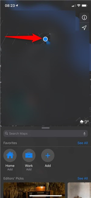 Press on the blue dot for more options