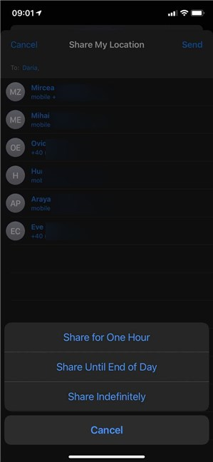 Decide how long you share your location on iPhone