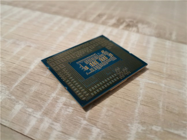 The pins on the Intel Core i7-12700K desktop CPU