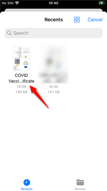 Find the COVID pass file on your iPhone