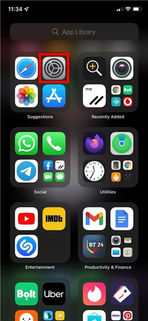 Tap the Settings icon on iPhone