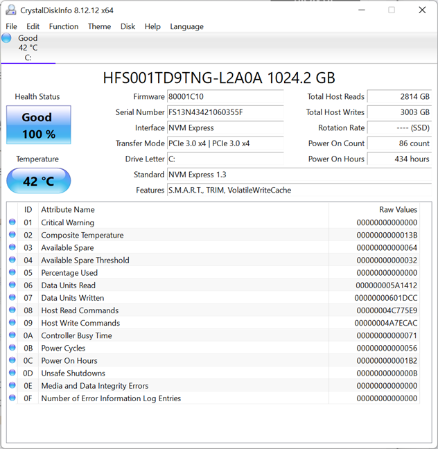 LG Gram 16: SSD details